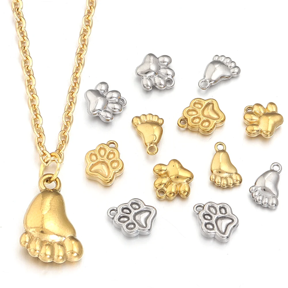 

5Pcs Stainless Steel Pet Dog Claw Star Moon Cat's Paw Charms Small Pendants for Bracelet Necklace DIY Jewelry Making