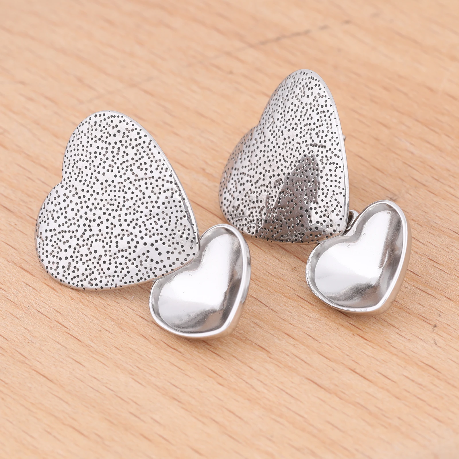 6pcs Stainless Steel Fit 12mm Heart Point Back Stone Cabochon Earring Base Setting Blanks Diy Post Ear Studs Findings