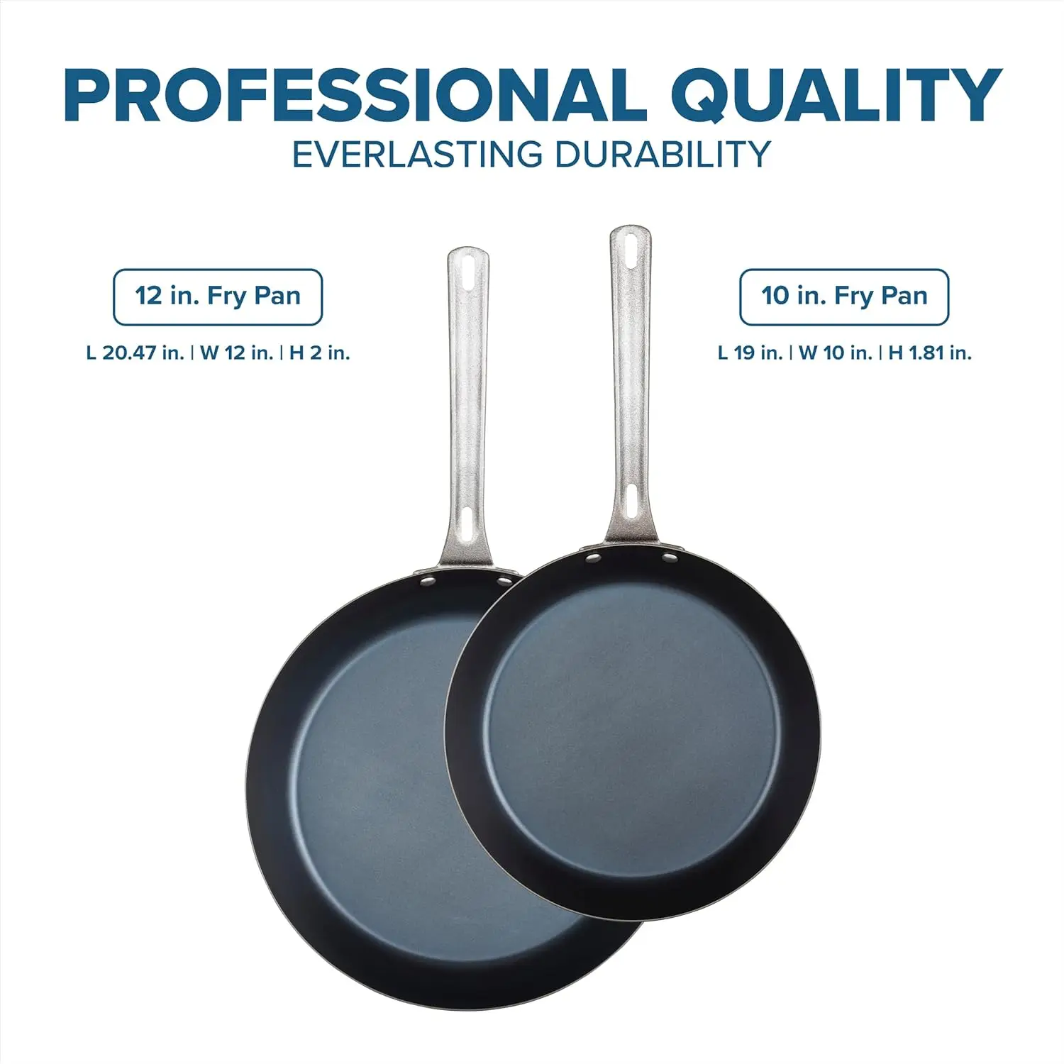 Blue Carbon Steel Nonstick Frying Pans Set, 10 and 12 Inch, Lightweight and Durable for Daily Cooking 4