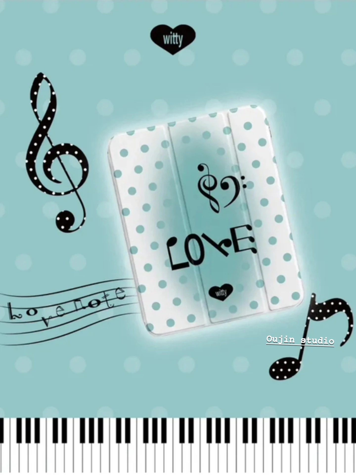 Cute Polka Dot Love Note Y2K Gradient Tablet Case For iPad Pro 11 12.9 13 A16 M2 M4 M3 M5 5/6/7/8/9/10/11th Mini Air 3 4 5 Cover