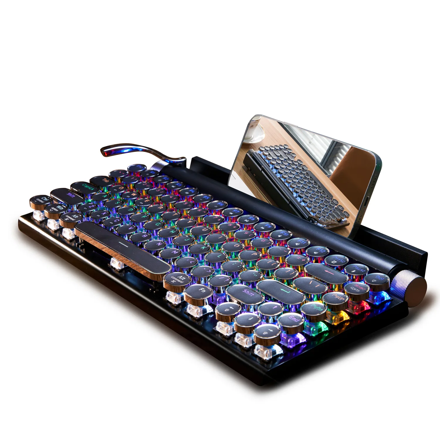 

Механическая клавиатура AttackFox на заказ, беспроводная ретро пишущая машинка, круглые колпачки для клавиш в стиле панк, сочетание нескольких устройств, Bluetooth-клавиатура, подарки