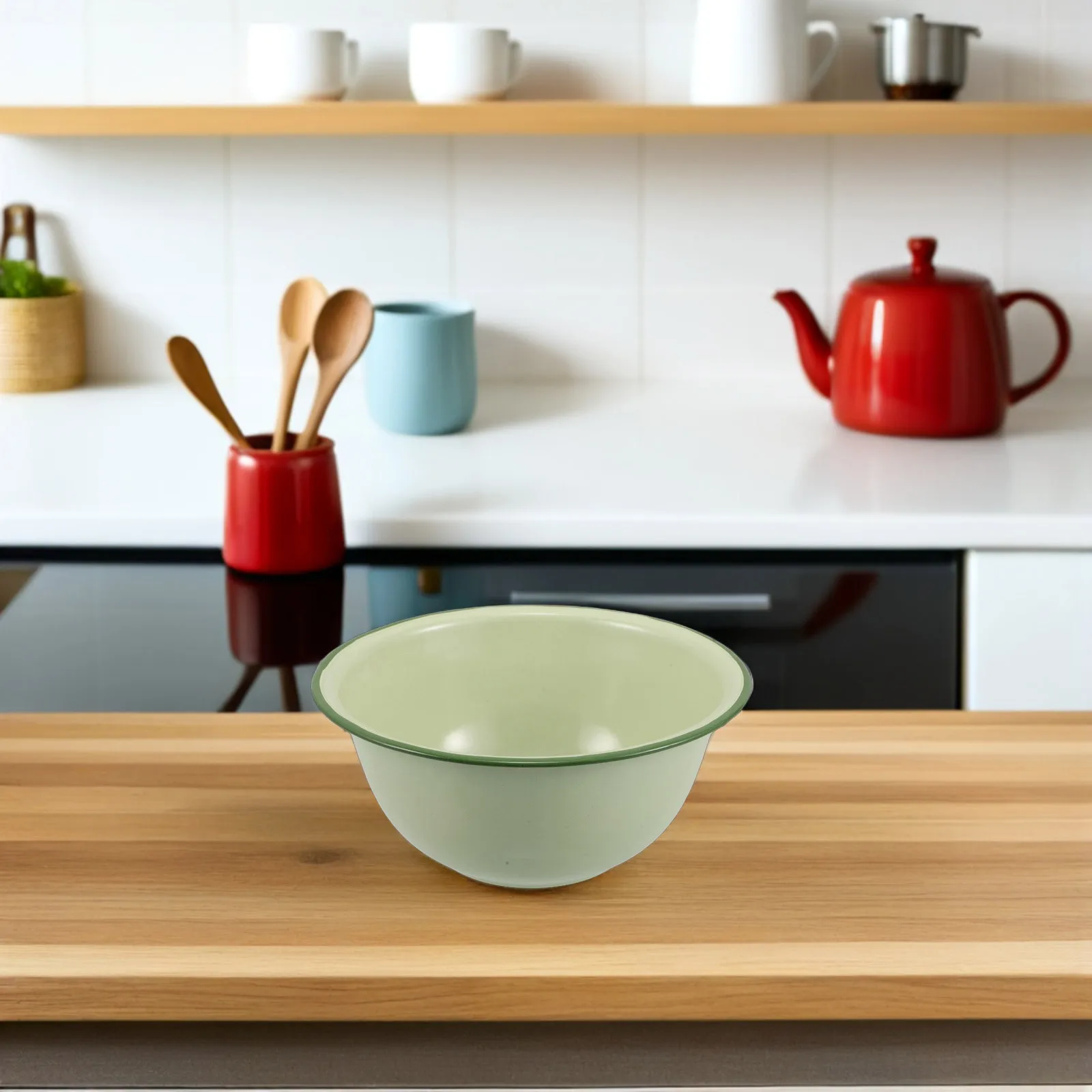 

15.5cm Vintage Enamelware Bowl Retro Deep Soup Salad Mixing Serving Bowl Kitchen Food Storage Wear Resistant