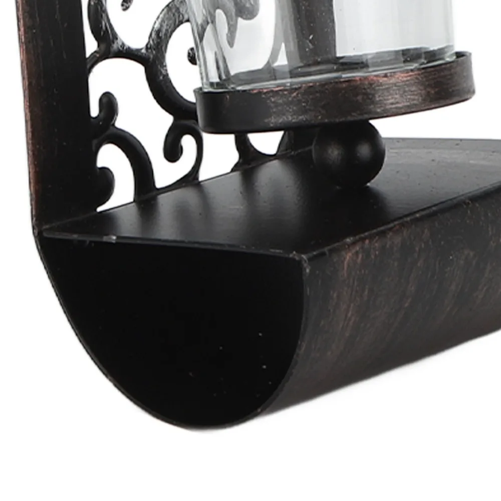 2pcs Exquisite Iron Wall Candle Holder Balck Hanging Design Wall Candle Sconce 14.2x2.8x3.5in Wall Candlestick for Bathroom