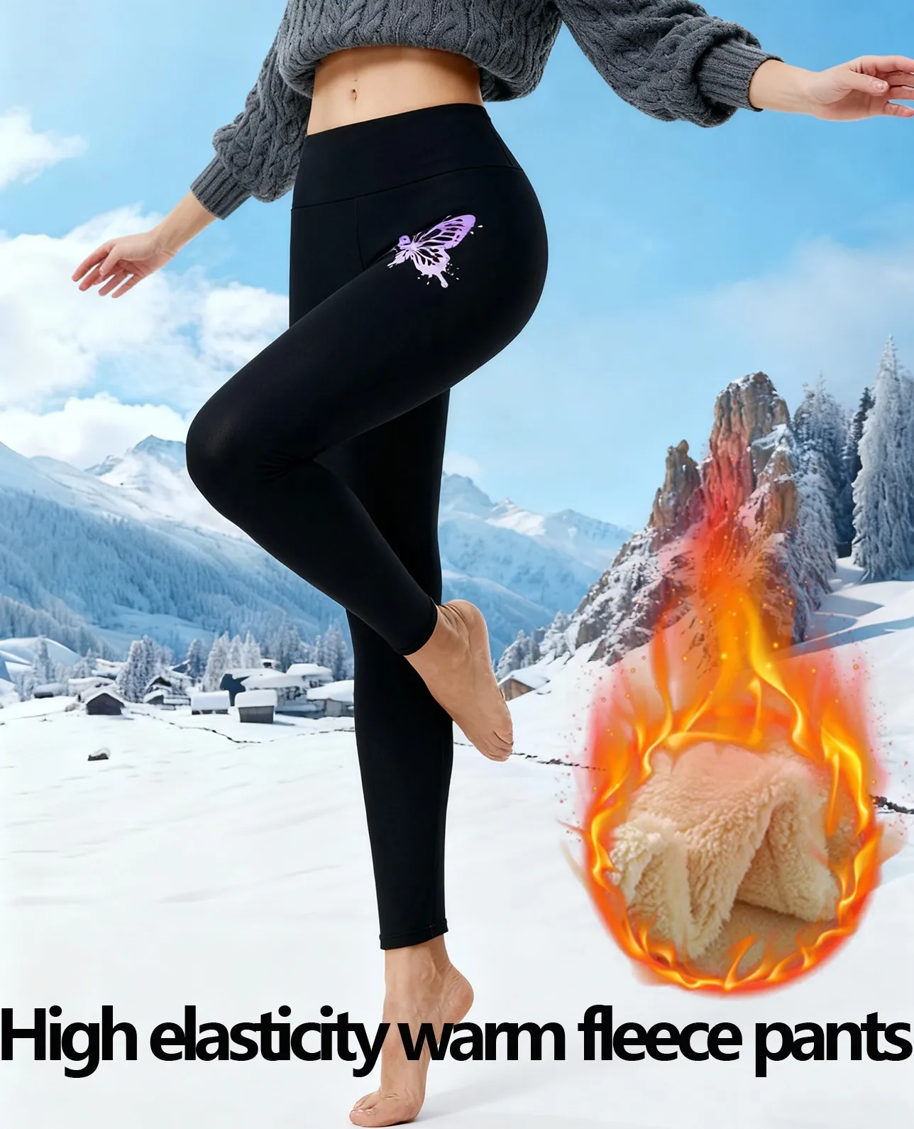 سراويل ضيقة نسائية للخريف والشتاء عالية المرونة مبطنة بالصوف للارتداء اليومي غير الرسمي والرياضة والجري وتنحيف الساقين ورفع الوركين #5