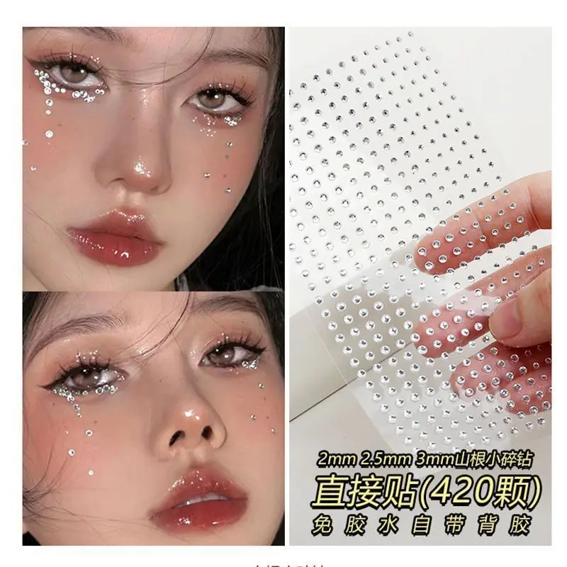 Face Stickers Shiny Crystal Tear Drop Rhinestone Waterproof Self Adhesive for Concert Electronic Music Stage Makeup view 6