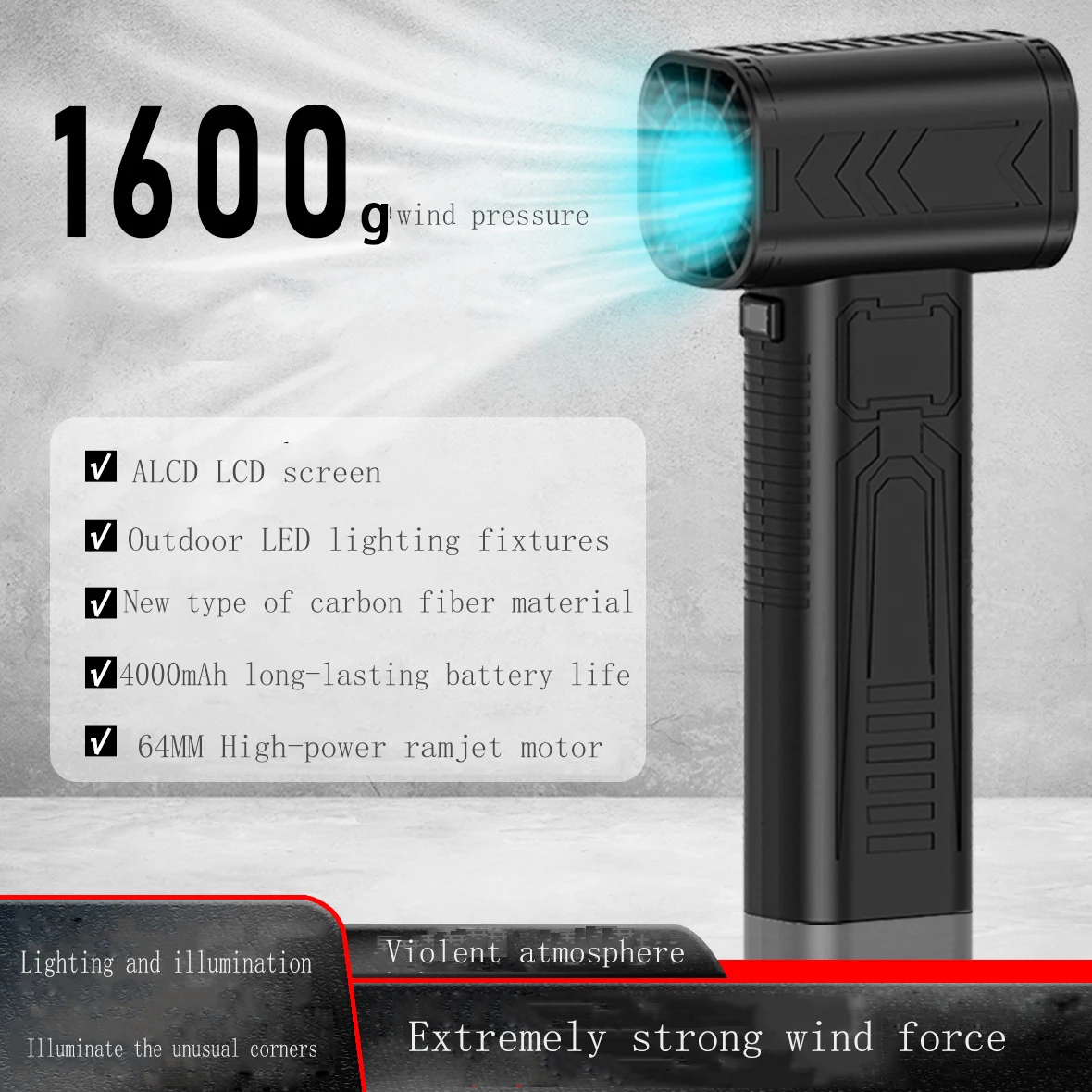 New Mini Turbo Jet Fan Electric Vehicle Accessory, Featuring a Powerful Air-cleaning Battery-powered Leaf Blower,  Car Washing