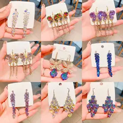 Women's earrings long crystal drop for women rhinestone Jewelry new in Personality Glossy color Vintage hanging jewellery gift