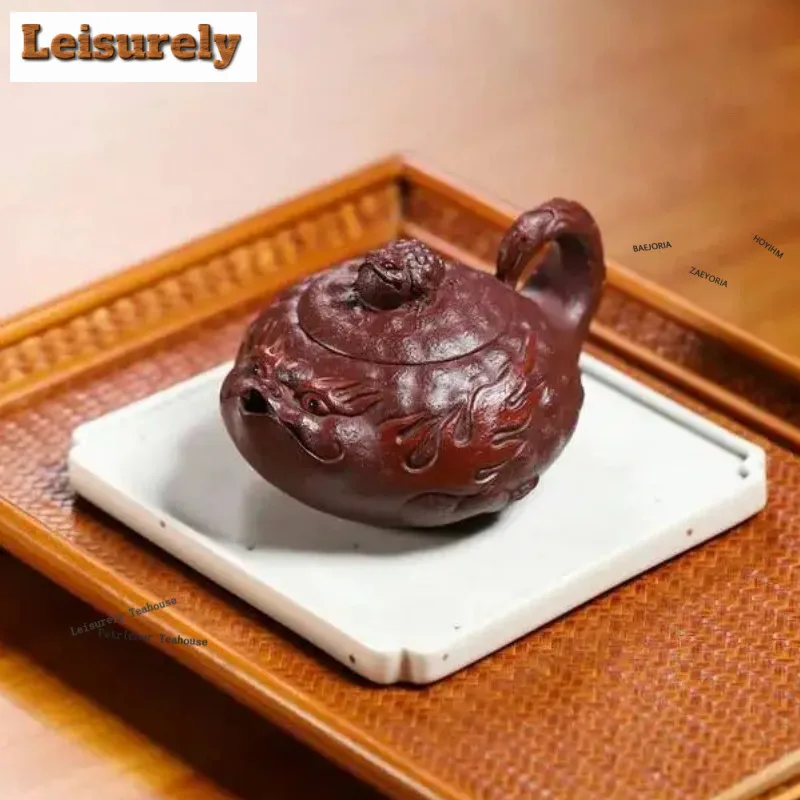 

270ML Aesthetic Yixing Purple Clay Teapots Handmade Golden Toad Pot Raw Ore Mud Kettle Chinese Zisha Tea Set Collection Supplies