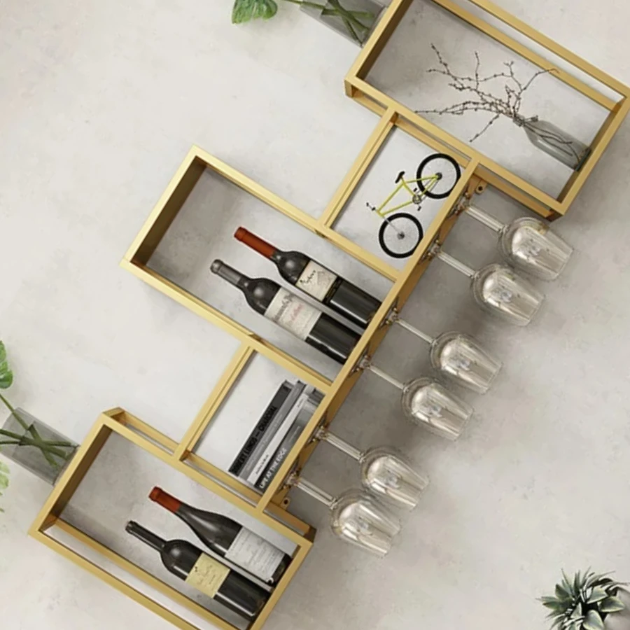 

Wall Mount Bar Cabinet Gold Storage Hanging Home Cube Column Design Glass Display Cabinet Meuble Rangement Organizer Furniture