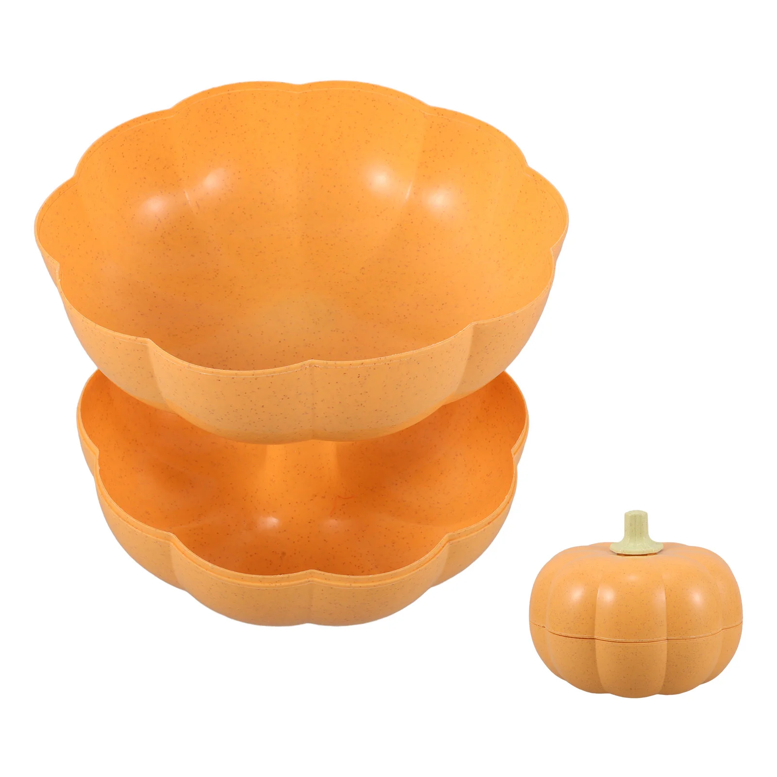 Pumpkin Candy Box Pumpkins Snack Storage Plate Double Layers Fruit Multifunctional Pp Shaped Dried