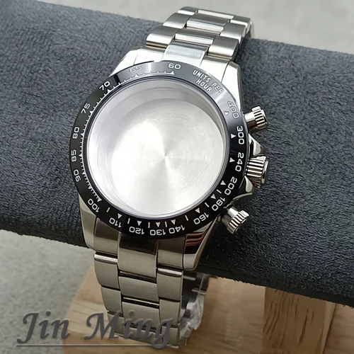 Imagen 1 del producto Alta calidad, 40mm, adecuado para movimiento VK63 VK63A, accesorios de reloj de cristal de zafiro, correa de reloj resistente al agua de acero inoxidable 904L