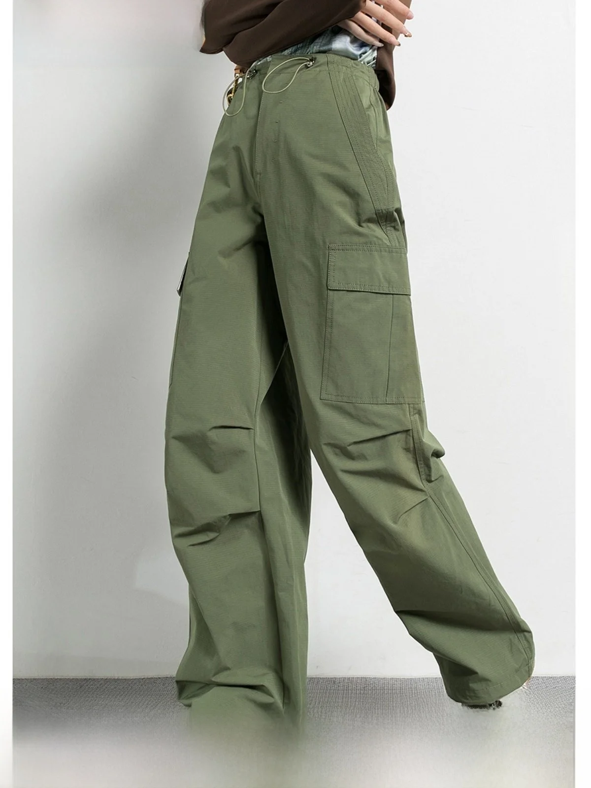 

Trendy Floral Print Two-Way Paratrooper Pants Casual Wide Leg Long Trousers for Women Spring Autumn Military een Workwear