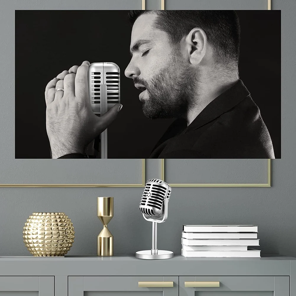 4 ชิ้น Retro ไมโครโฟน Props รุ่น Vintage ไมโครโฟนโบราณไมโครโฟนของเล่นไมโครโฟน Stage Table Decor, เงิน