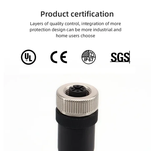 Imagen 2 del producto Conectores macho hembra de código A/D, conector blindado IP67 M12 PG7/PG9, resistente al agua, M12, 2, 3, 4, 5, 8 pines, certificación CE