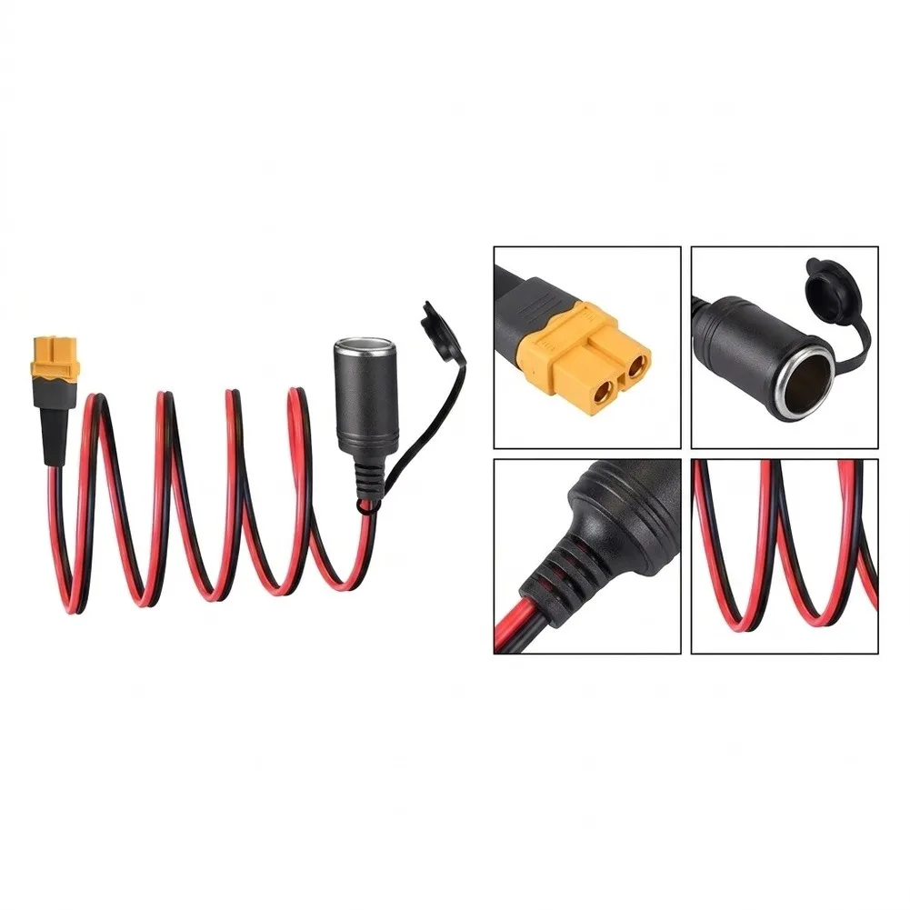 DC Power Adapter Cable with For XT60 Female End and Car Socket Male End Rated 30A for Vehicle Mounted Charging Solutions