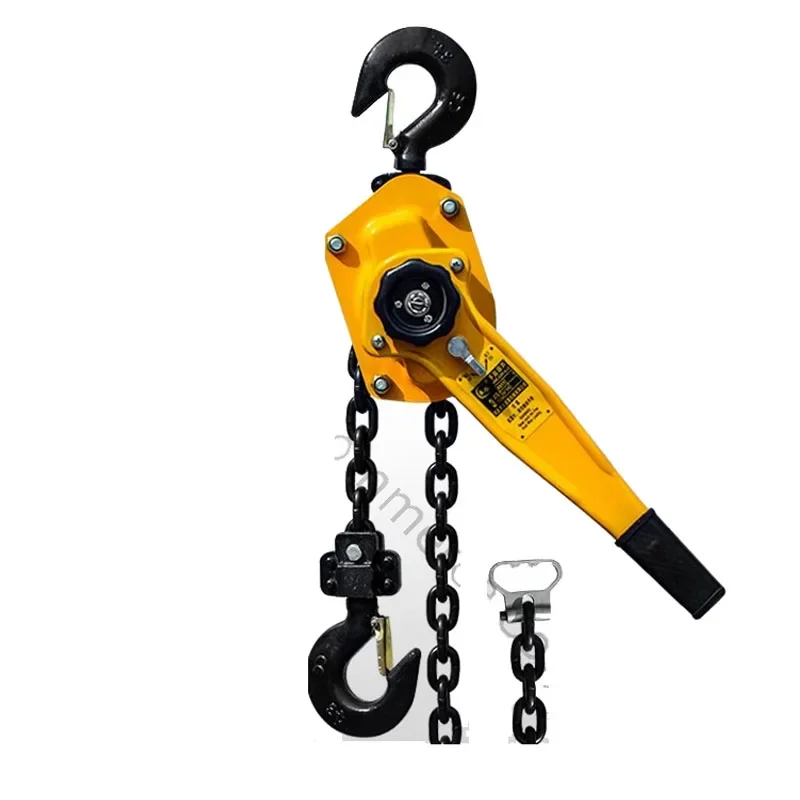 

Ручной цепной тельфер грузоподъемностью 0,75 тонны, длиной цепи 1,5 метра, с ручным приводом, портативный кран с ручным управлением.