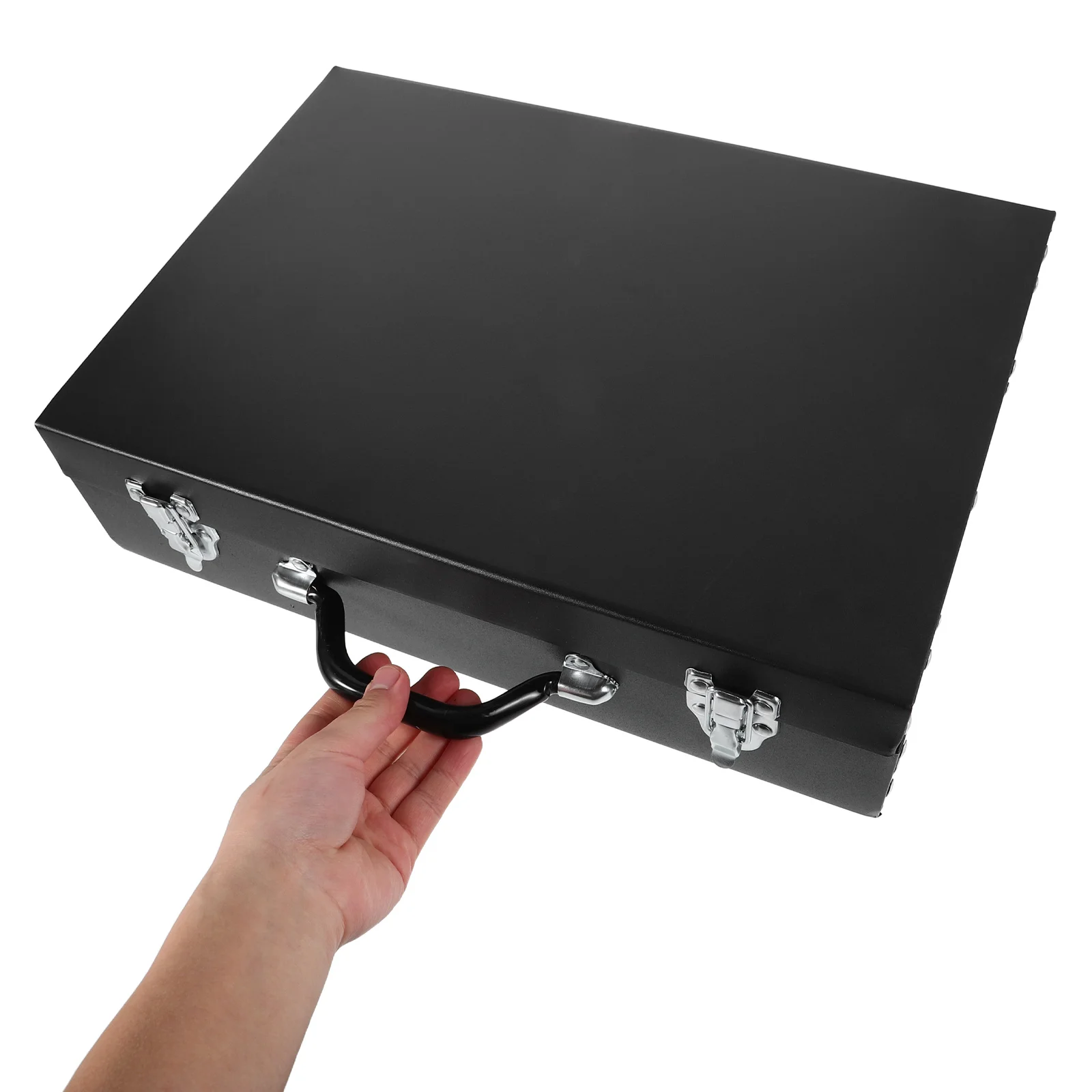 

Iron Storage Box Heavy Duty Large Capacity Metal Organizer Portable Tool Trunk Sheet Case Money Container