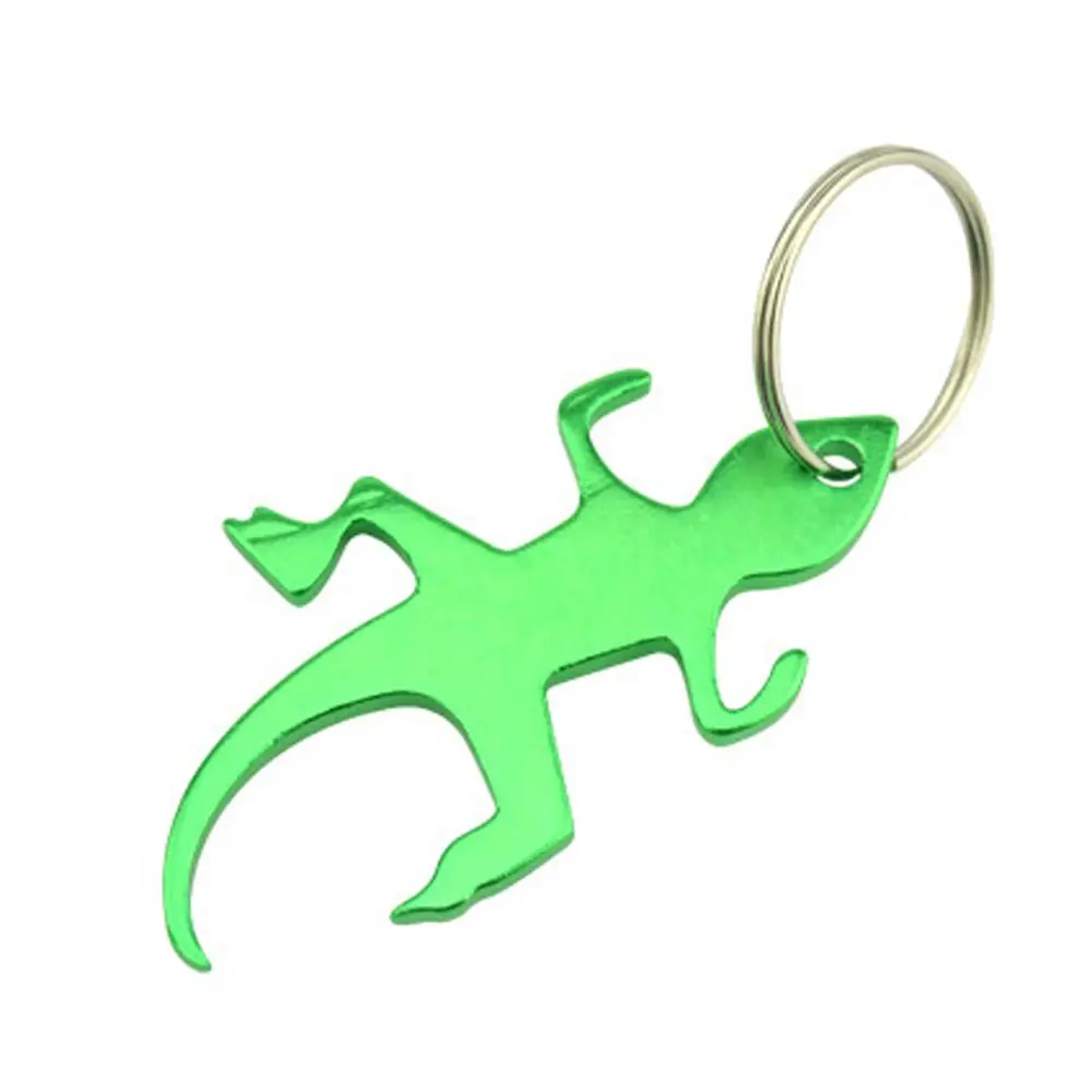 Novelty Cartoon Lizard Shape Beer Keychains Alloy Openers Corkscrew Keys Ring Bottle Opener