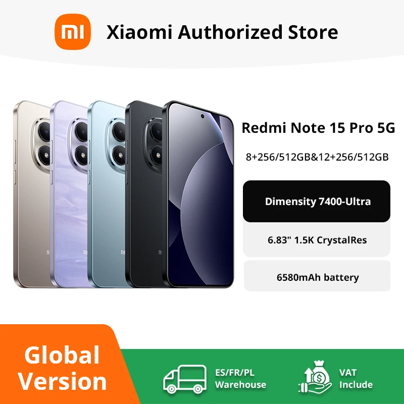 Xiaomi Redmi Note 15 Pro 5G Globale Version MediaTek Dimensity 7400-Ultra 6,83-Zoll-AMOLED-Display 200-MP-Hauptkamera