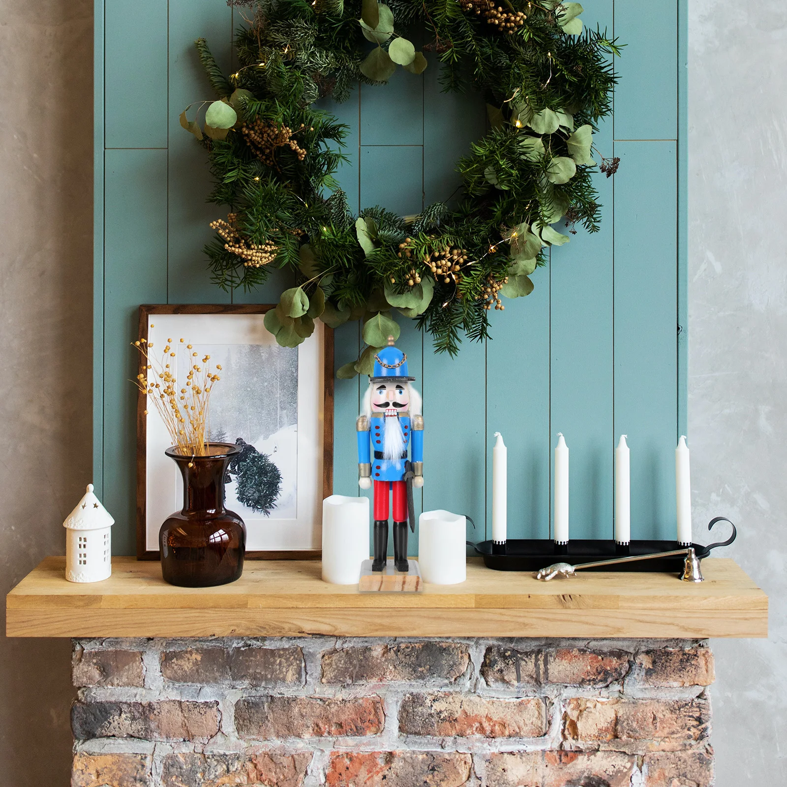 

1Pcs Creative Nutcracker Soldier Xmas Desktop Decor Wooden Adornment Festive Ornament Walnut Soldier Wooden Adornment