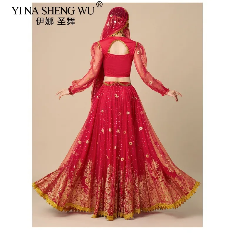 Kostium do tańca brzucha na Halloween dla kobiet, długa spódnica, egzotyczny indyjski sari, Bollywood, fantazyjny strój karnawałowy, dla dorosłych i dziewcząt.