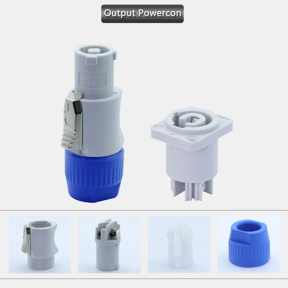 10pcs/5 Sets 3Pin AC Power Plug Chassis Panel Mount 250V 20A Type A NAC3FCA+NAC3MPA-1 Out/In Light PowerConnector