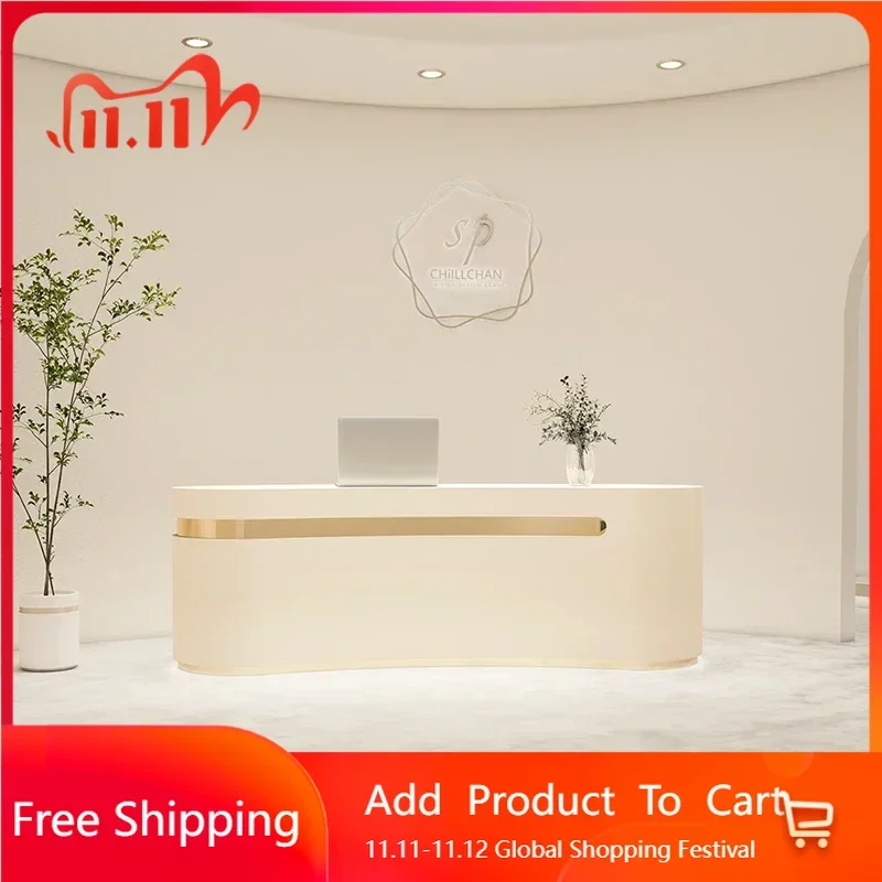 

Beauty Reception Desk Counter Store Receptionist Front Salon Aesthetic Center Decor Business Modern Escritorio Unique Furniture
