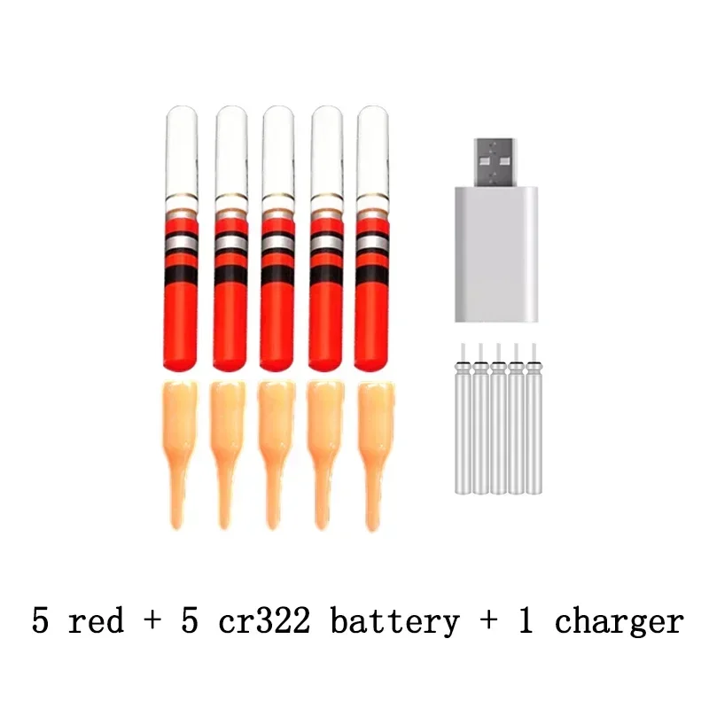 5 stücke Licht Sticks Mit Wiederaufladbare CR322 Batterie Ladegerät Wasserdichte LED Lampe Leucht Nacht Angeln Float Zubehör J548