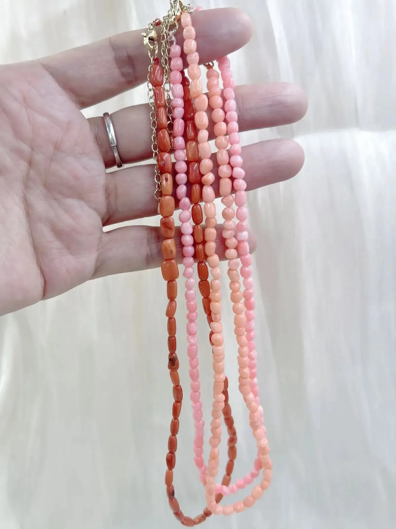 4-5mm 17-20inch Retro Vintage Bohemia White Orange Coral Women Beaded Chain Short Choker Necklace Party Fashion Jewelry