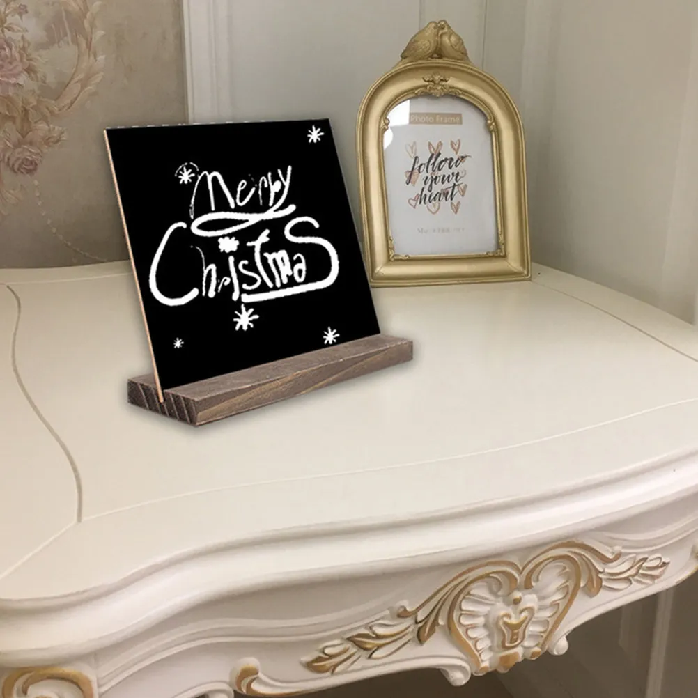 

4Pcs Premium Wooden Base Small Blackboard Set Eco-Friendly Erasable Display Board for Store Hotel Bar Table Decoration