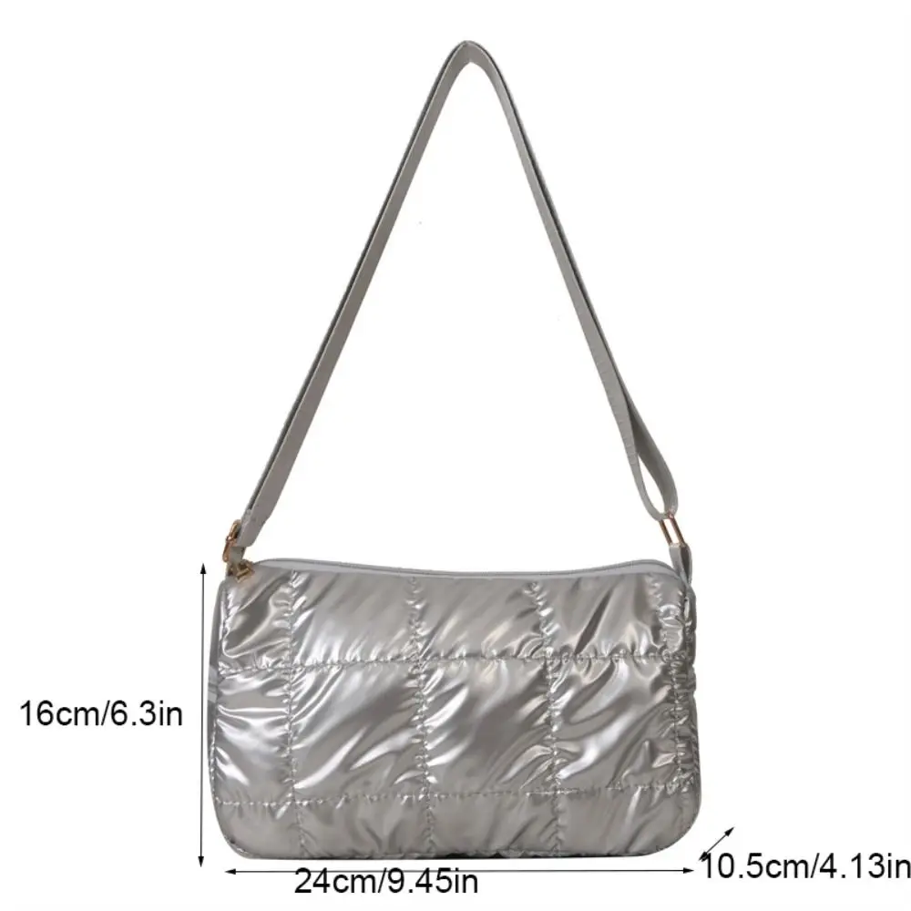 Lattice Space Cotton Crossbody Bag Korean Style Pleated Quilted Shoulder Bag Lightweight Oxford Padded Crossbody Bag Daily