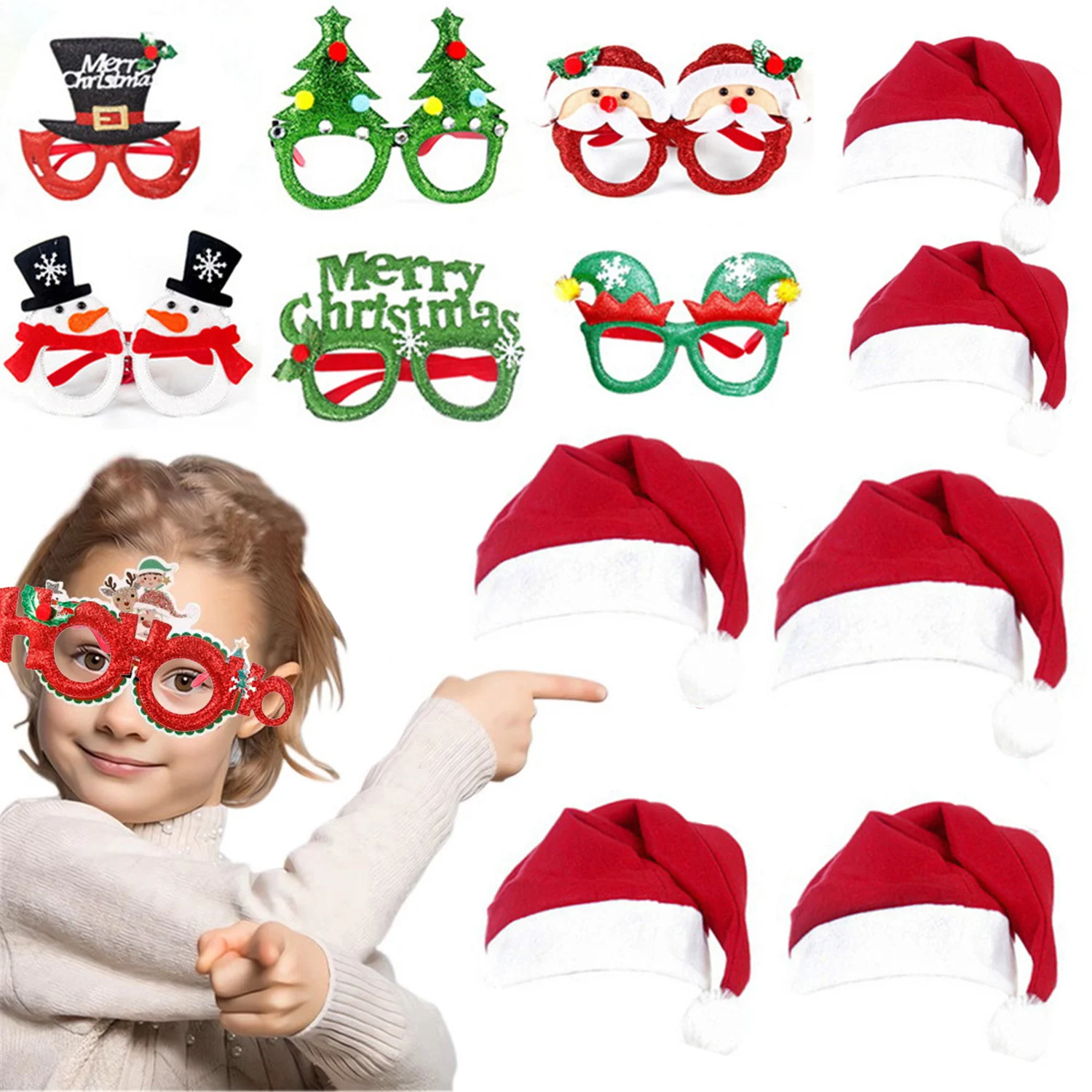 

Christmas Glasses Christmas Headbands Christmas Hats Kids Wristbands Hair Eyeglasses Christmas Decorations Santa Hats