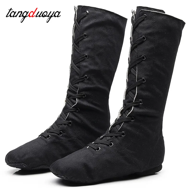 Jazz dance schuhe frauen turnschuhe balleoom Ballett schuhe high top leinwand dance stiefel lace up Erwachsene kinder tanz schuhe Gymnastik schuh