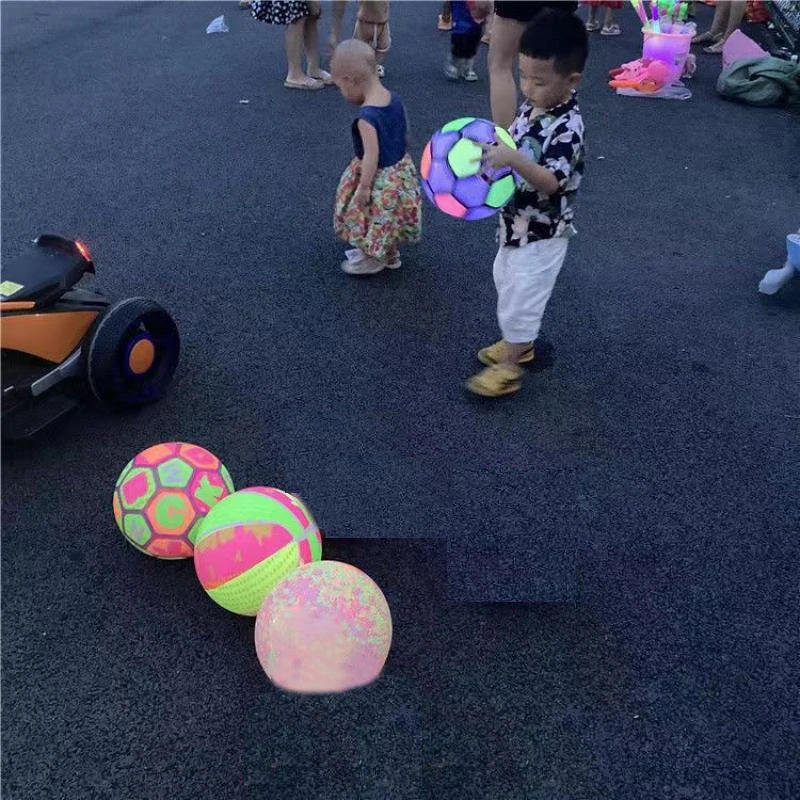 Kids Luminous Bouncy Ball Toys Novelty Light Inflatable Ball Football Basketball Outdoor Sports Toy For Children Game Gifts