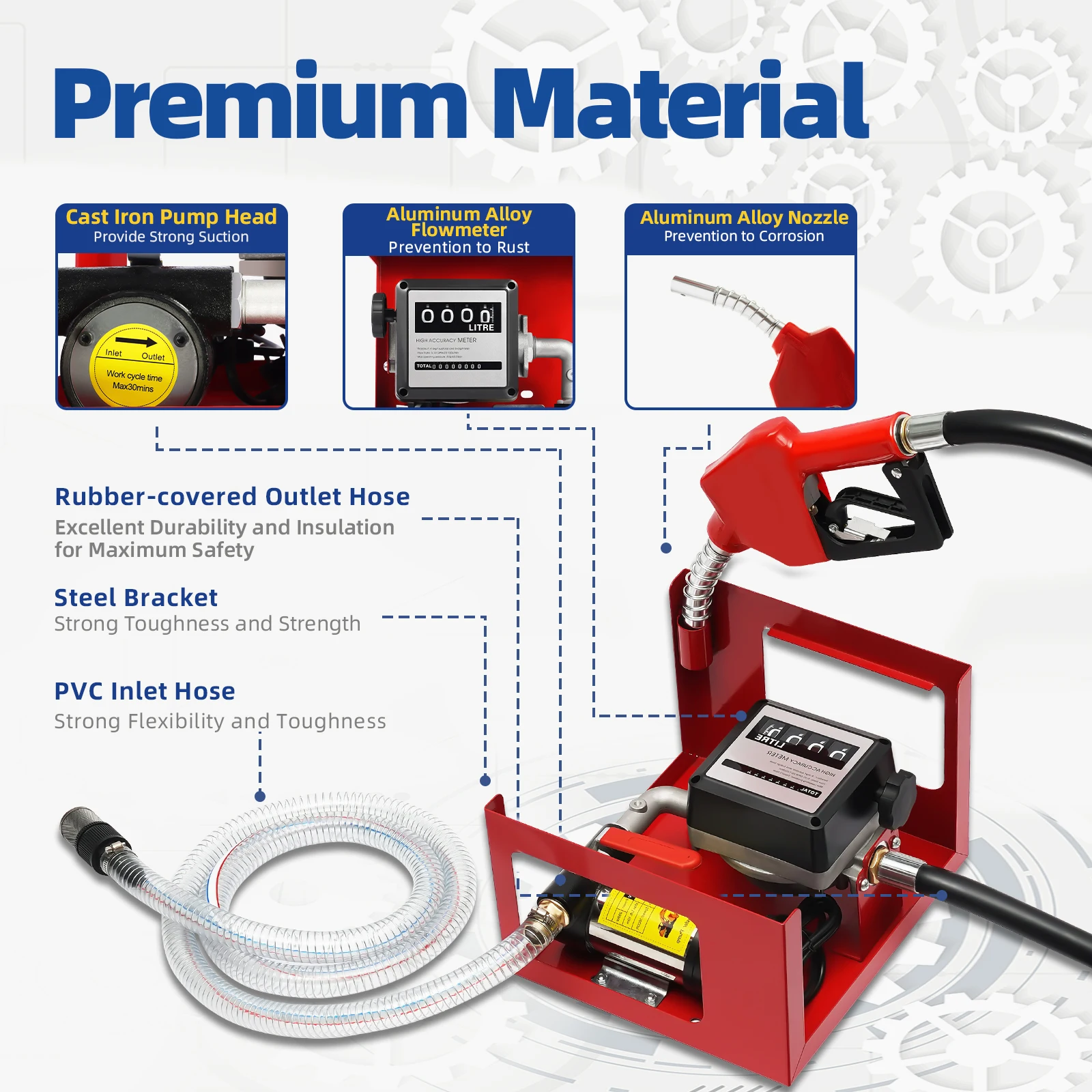 Diesel Pump 50l/min Heating Oil Pump Self-priming 230V 200W Automatic Gun 3600rpm