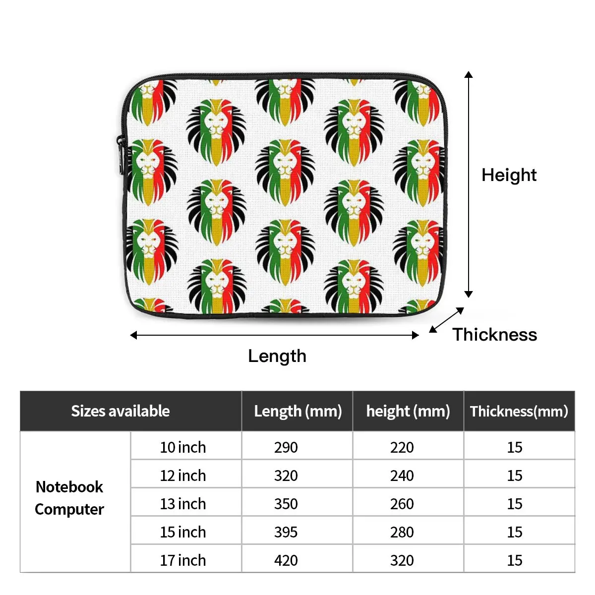 Rasta Lion Stripe Notebook Laptop Bag Case Pouch For Macbook Air Pro Tablet Shockproof Case Bag