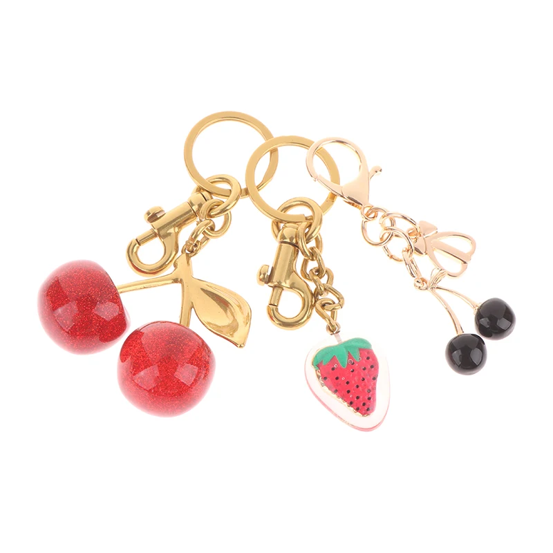 1PCS Handbag Cherry Pendant Keychain Women's Exquisite Internet-famous Crystal Cherry Bag Accessories