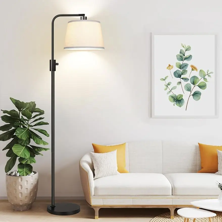 led dimmable arc floor lamp para sala de estar lampada moderna com sombra de linho lampada alta para quarto escritorio sala de jantar 01