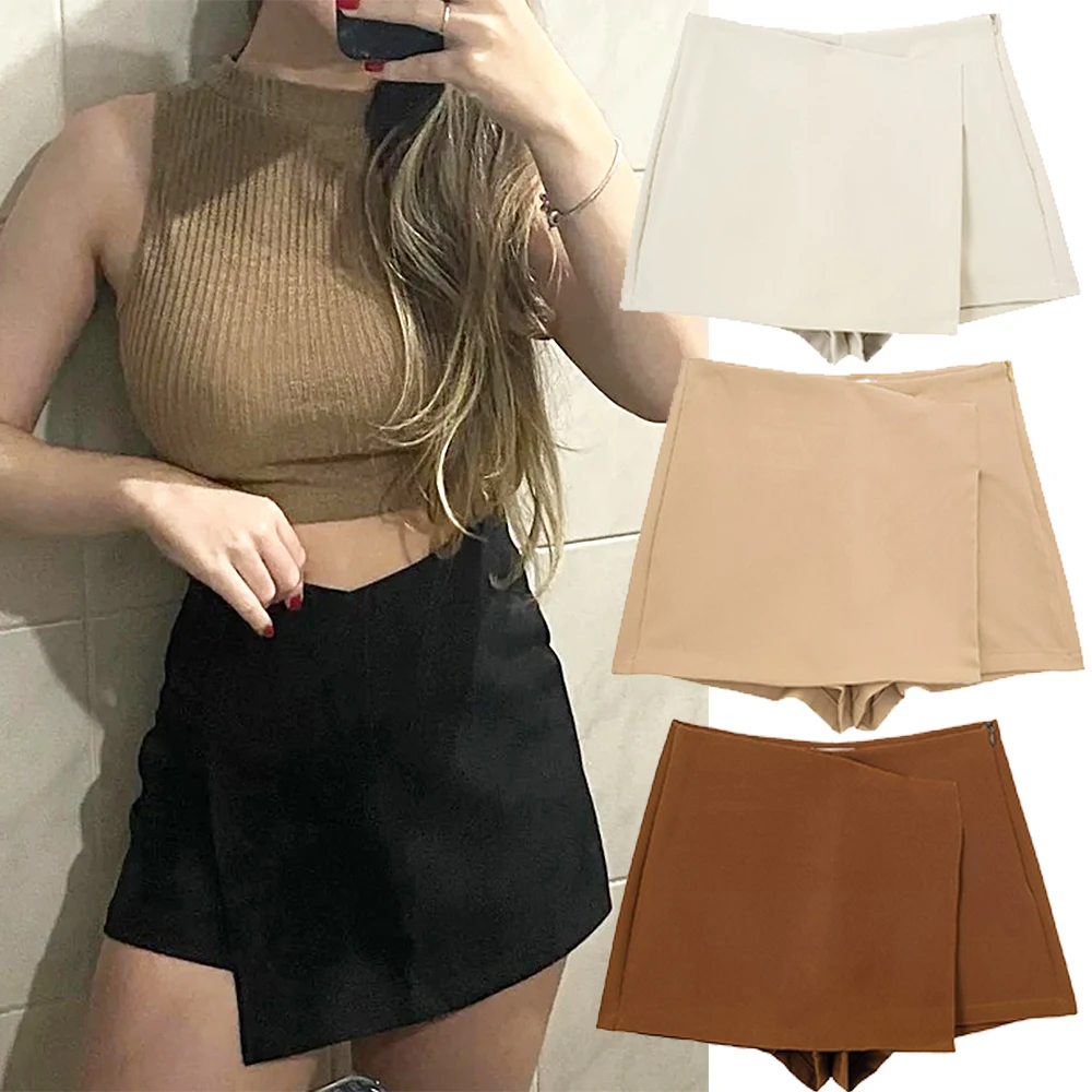 2026 Asymmetric Skort For Women Black High Waist Mini Skirt Shorts Women Casual Bermuda Shorts Woman Summer Skirt Shorts