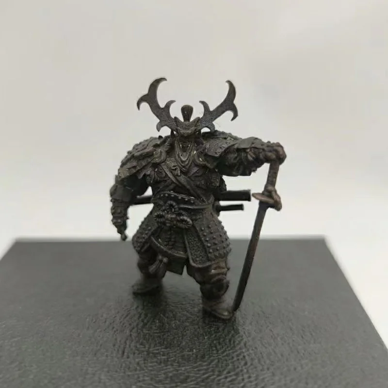 Copper Japanese Shogunate Samurai Figurines Miniatures Vintage Metal Soldiers Model Statue Desktop Toy Ornament Decoration
