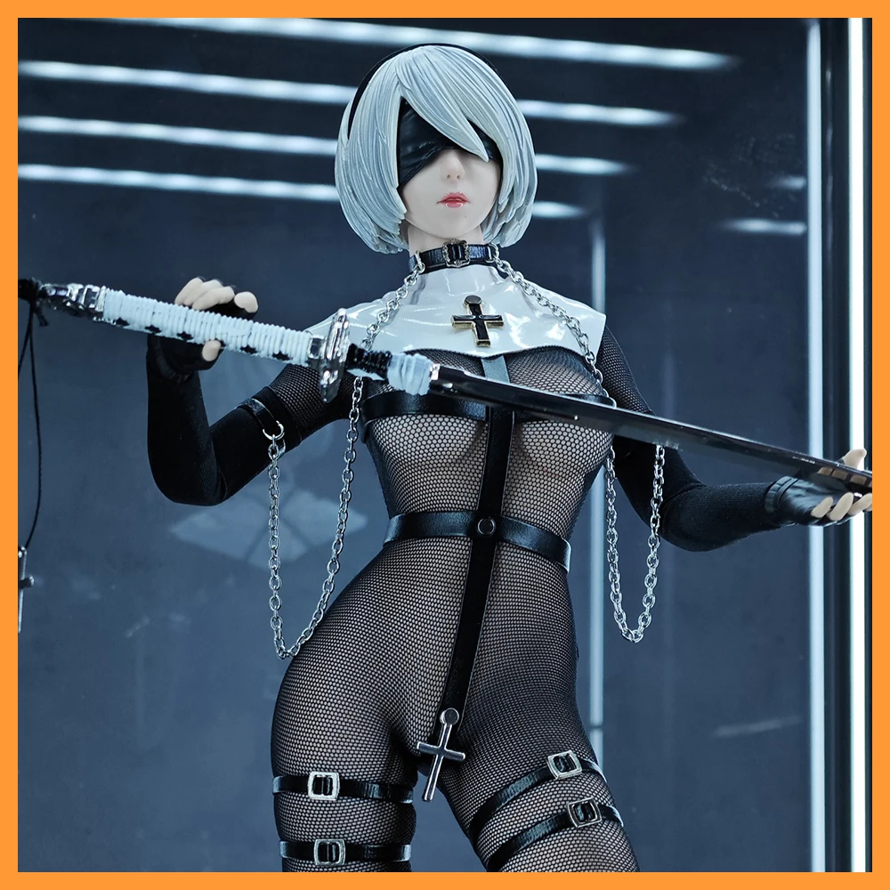 

【30 дней сделано】TBLeague Sexy Battle Nun Neil 1/6 2B Sister Mesh Bodusuit с кожаным ремешком, повязка 12 дюймов, экшн-фигурка, полный набор, модель