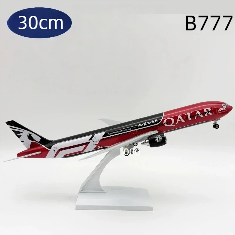 30cm 1/250 Scale Aircraft Diecast B777 Q-atar Airways Plastic Model Airplanes With Landing Gear For Static Aviation Gift Display