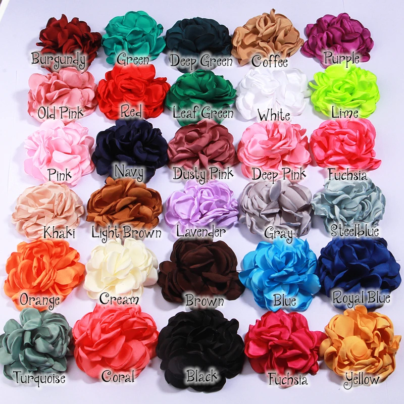 5Pcs 8CM Large Satin Fabric Artificial Rose Flowers For Hats Dress Clothing Decoration DIY Brooches Hair Accessories