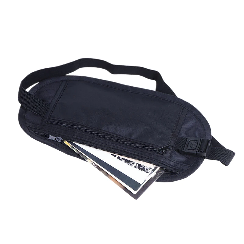 Bolsa de cintura esportiva universal para homens e mulheres, cinto de dinheiro para viagens, carteira de viagem escondida para celular, 1pc