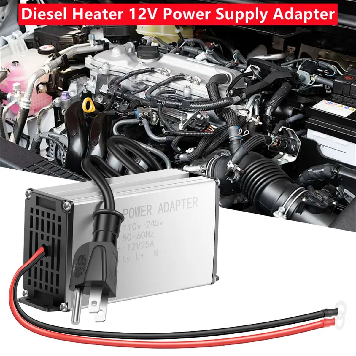 

Преобразователь мощности с американской вилкой, адаптер 230 В на 12 В для дизельного воздухонагревателя для 5 кВт, 8 кВт, подходит для бытовых электрических розеток