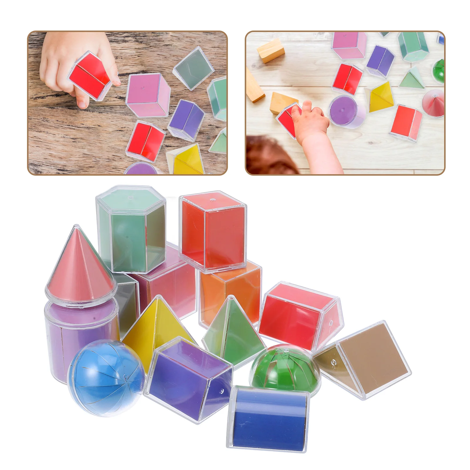 15 Pcs Geometry Model Colorful Translucent 3D Shapes Toy for Table Pupils Kid Toys