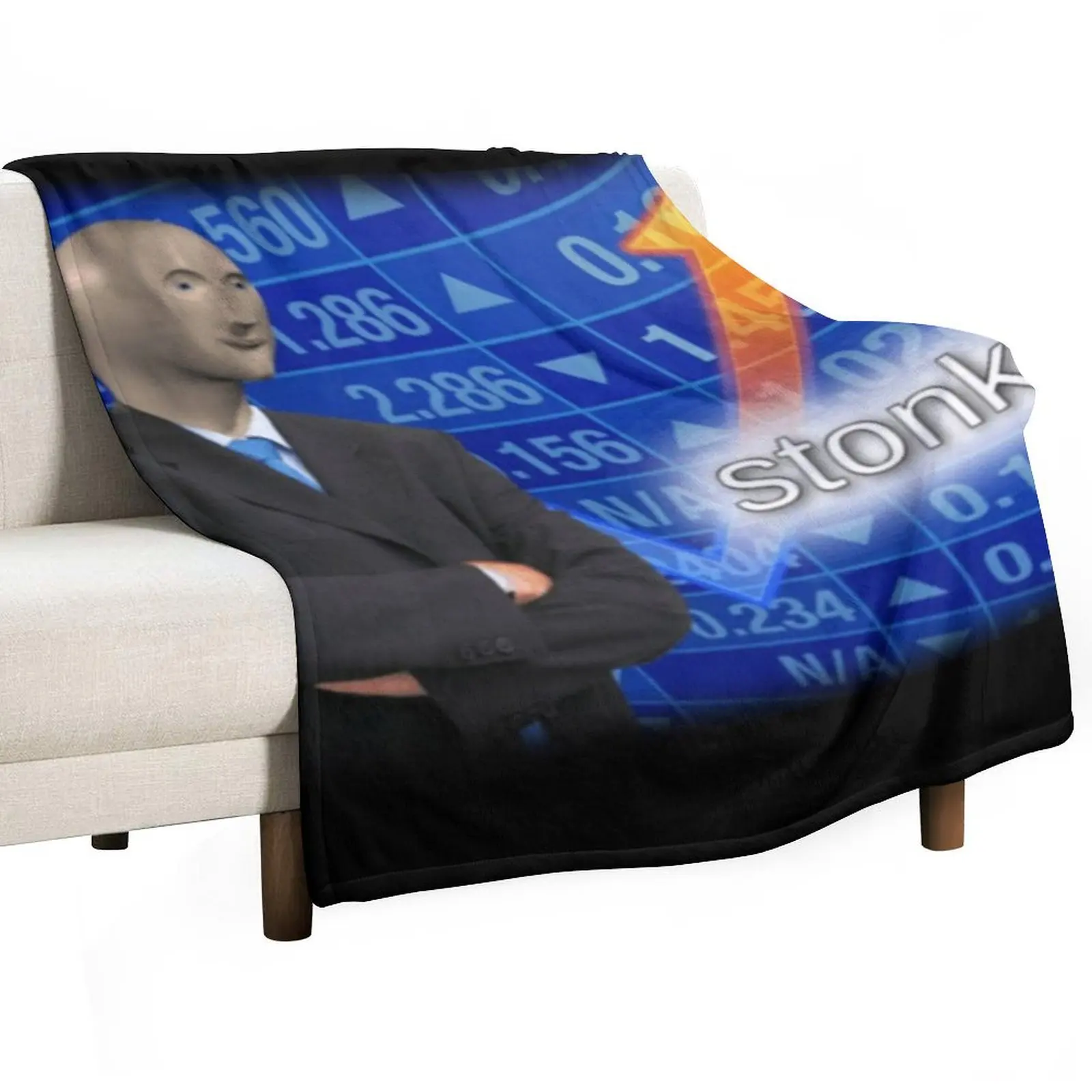 

Stonks Throw Blanket Plaid on the sofa Thin Kid'S Soft Plush Plaid Blankets