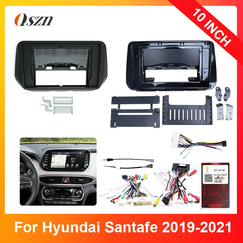 10 Inch Car Radio Fascia For HYUNDAI SANTAFE 2019 2020 2021 Video Panel Player Audio Dash 2 Din Frame Dashboard Kit