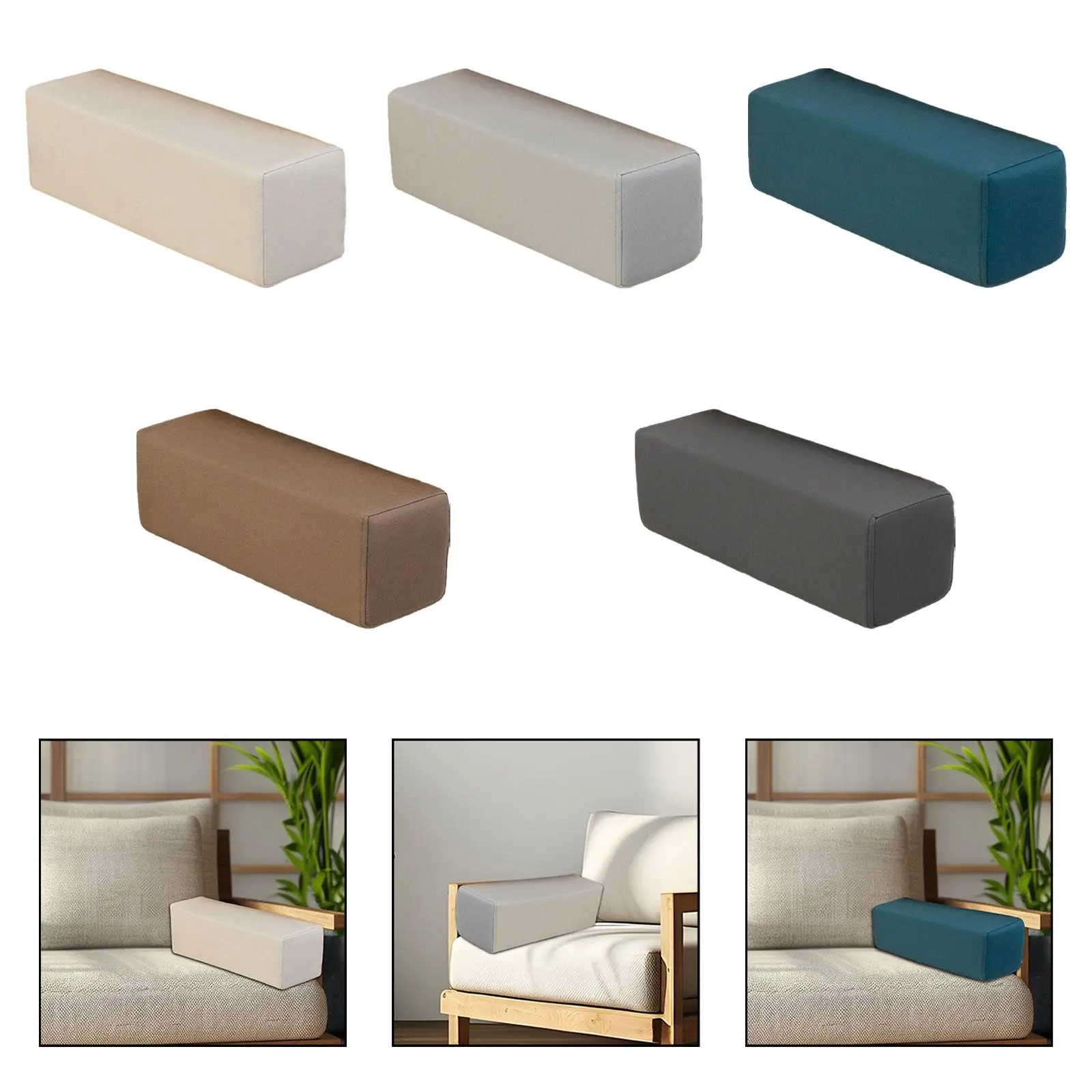 Couch Arm Rest Pillow Premium Washable Pillowcase Zipper Design Rectangular Armrest for Home Armchair Living Room Bed Sofa