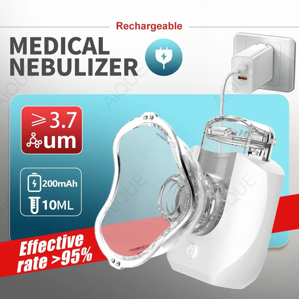 AiQUE Mini nebulizador médico nebulizadores de mano atomizadores ultrasónicos inhalador de asma silencioso portátil para adultos y niños
